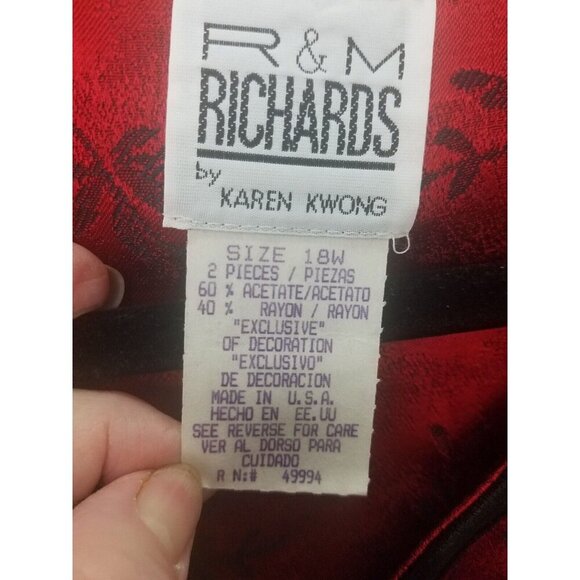 R & M RICHARDS BY KAREN KWONG Vntg NWT Oriental Top 18W red made in usa - Picture 5 of 9